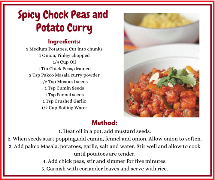 Spicy Chick Peas and Potato Curry