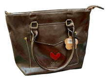 Load image into Gallery viewer, Cotton Road Handbag Heart Coffee
