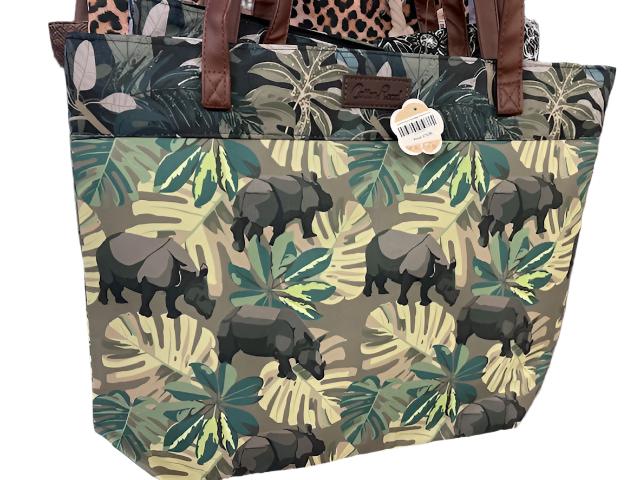 Cotton Road Tote Bag Green Rhino